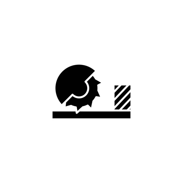Concepto circular de icono negro de aserrín. Sawbench circular vector plano símbolo, signo, ilustración . — Vector de stock