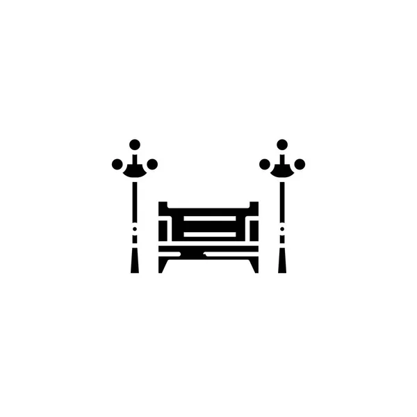 City bench black icon concept. City bench flat  vector symbol, sign, illustration. — Stock Vector