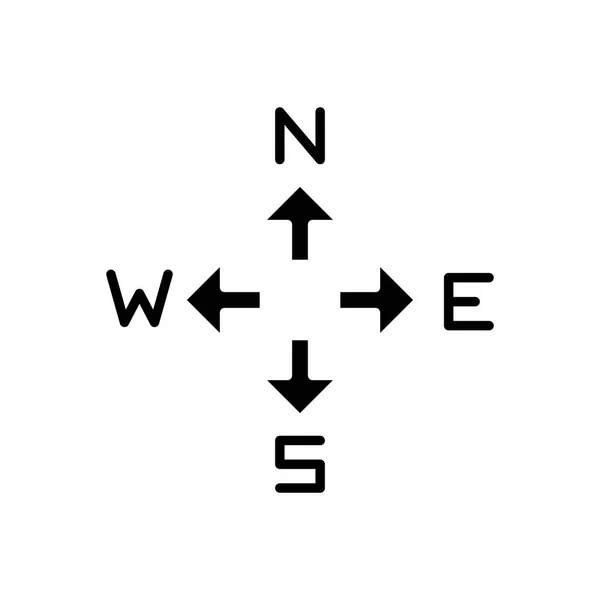 Světovým stranám černou ikonou koncept. Světovým stranám plochý vektor symbol, znamení, ilustrace. — Stockový vektor