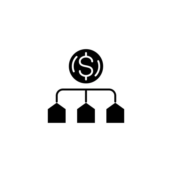 Alokacja kosztów czarny ikona koncepcja. Alokacja kosztów płaskie wektor symbol, znak, ilustracja. — Wektor stockowy