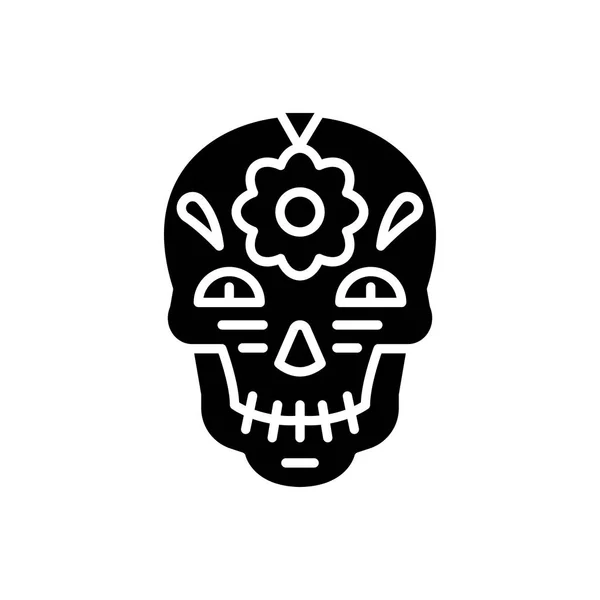 Dekoration Totenkopf schwarze Ikone Konzept. Dekoration Totenkopf flaches Vektorsymbol, Zeichen, Illustration. — Stockvektor