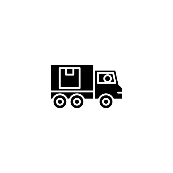 Servicio de entrega icono negro concepto. Servicio de entrega vector plano símbolo, signo, ilustración . — Archivo Imágenes Vectoriales