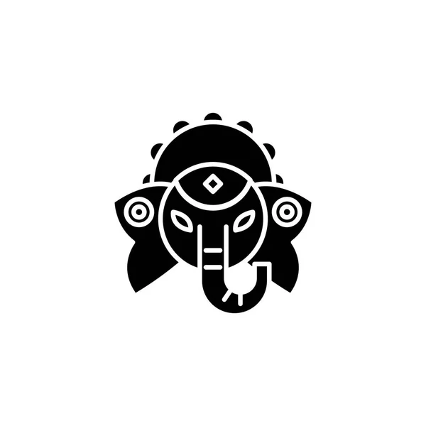 Indické božstvo černá ikona koncept. Indické božstvo plochý vektor symbol, znamení, ilustrace. — Stockový vektor
