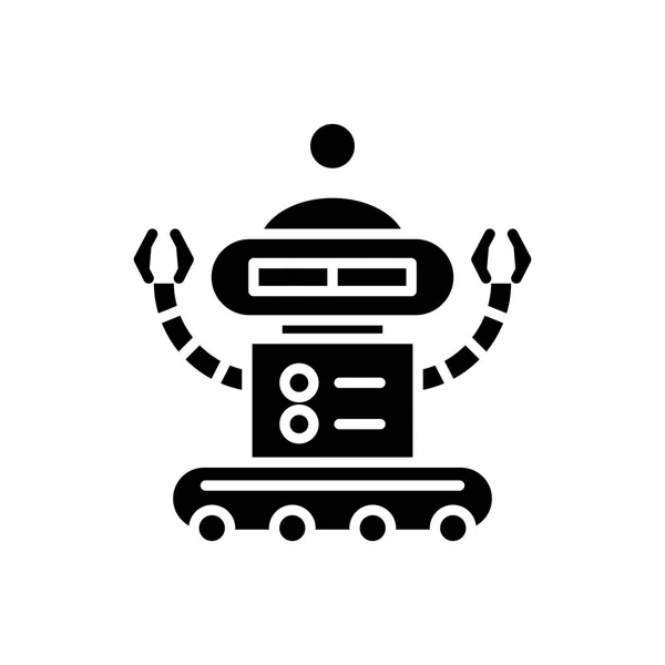 Industrial robotics black icon concept. Industrial robotics flat  vector symbol, sign, illustration. — Stock Vector