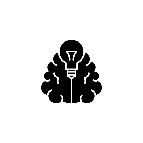 Ideias inovadoras conceito ícone preto. Ideias inovadoras símbolo vetorial plana, sinal, ilustração . — Vetor de Stock
