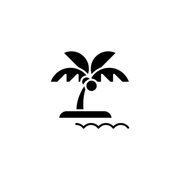 Conceito de ícone negro da ilha. Símbolo vetorial plano ilha, sinal, ilustração . —  Vetores de Stock