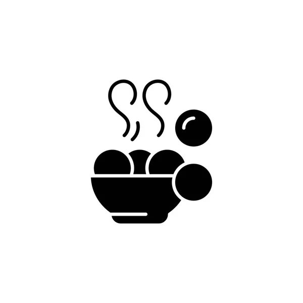 Konsep ikon hitam makanan Jepang. Simbol vektor flat makanan Jepang, tanda tangan, ilustrasi . - Stok Vektor