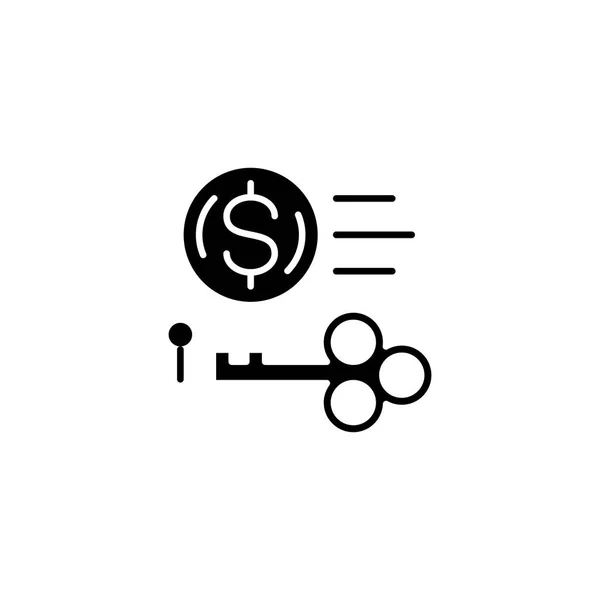 Concepto de icono negro de ingresos clave. Ingresos clave símbolo de vector plano, signo, ilustración . — Vector de stock