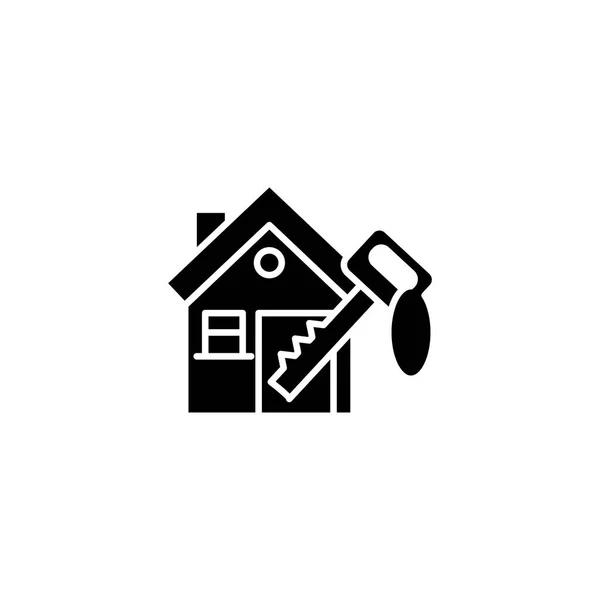 Nycklar till huset svart ikon konceptet. Nycklar till huset platt vektor symbol, underteckna, illustration. — Stock vektor