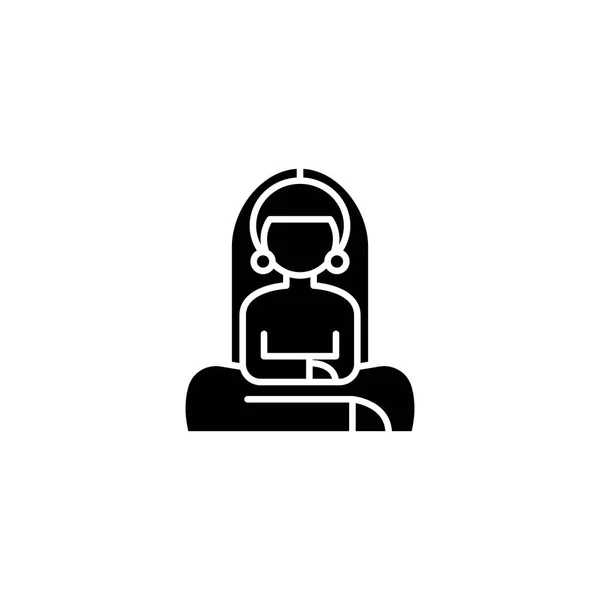 Concepto de icono negro posición loto. Posición del loto vector plano símbolo, signo, ilustración . — Vector de stock