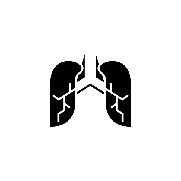 Lungs concepto icono negro. Pulmones vector plano símbolo, signo, ilustración . — Archivo Imágenes Vectoriales