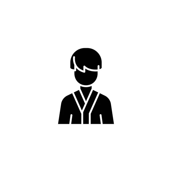 Man in gewaad zwart pictogram concept. Man in gewaad platte vector symbool, teken, illustratie. — Stockvector