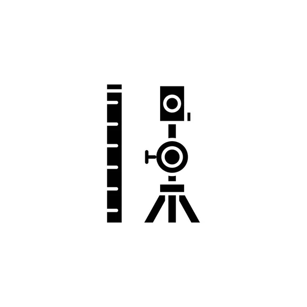 Measuring tools black icon concept. Measuring tools flat  vector symbol, sign, illustration. — Stock Vector