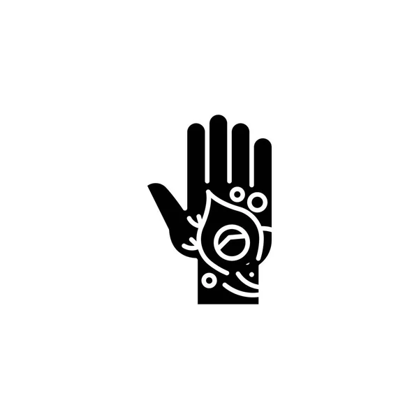 Mehndi tatuaje icono negro concepto. Mehndi tatuaje vector plano símbolo, signo, ilustración . — Vector de stock
