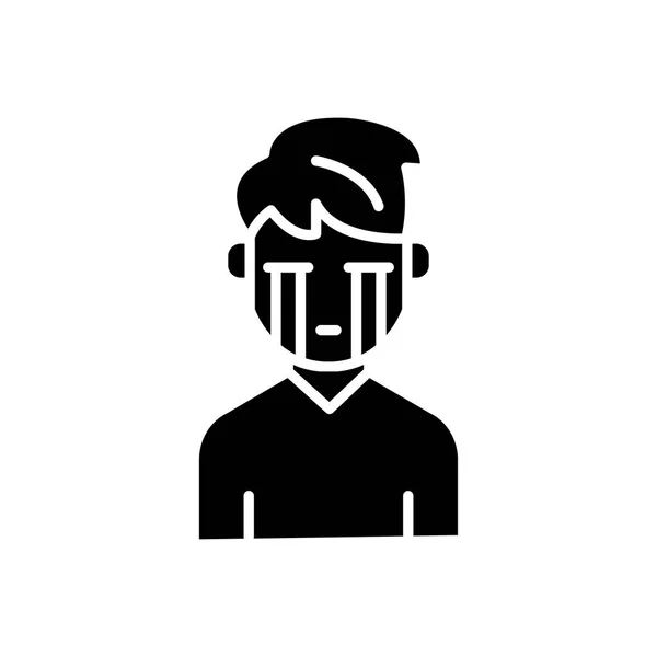 Melankolisk personlighet svart ikon konceptet. Melankolisk personlighet platt vektor symbol, underteckna, illustration. — Stock vektor