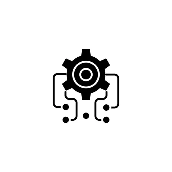 Microcircuit zwarte pictogram concept. Microcircuit platte vector symbool, teken, illustratie. — Stockvector