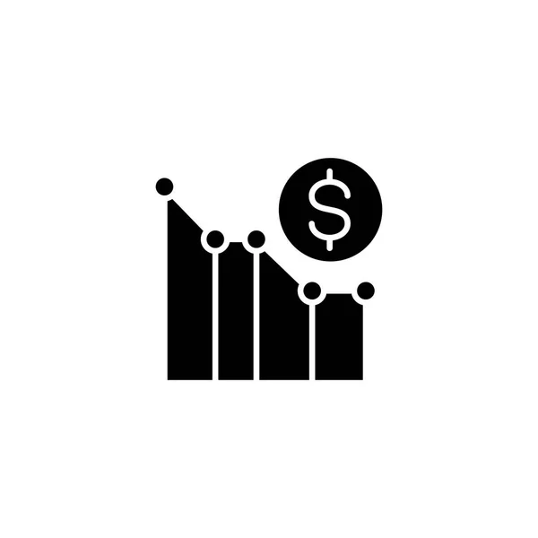 Conceito de ícone preto de perda de dinheiro. Perda de dinheiro símbolo vetorial plana, sinal, ilustração . — Vetor de Stock