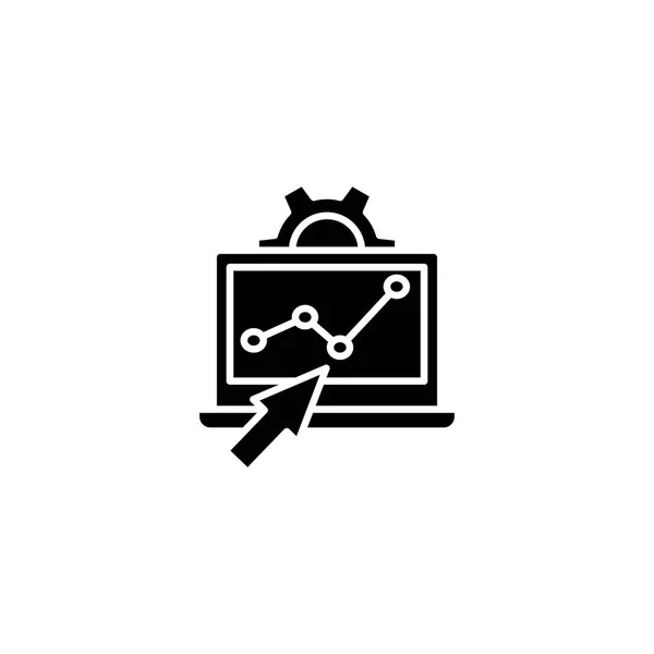 Tendências de monitoramento conceito ícone preto. Tendências de monitoramento símbolo vetorial plano, sinal, ilustração . — Vetor de Stock