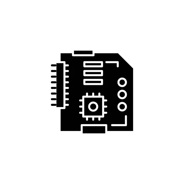 Motherboard Black Icon Konzept. Motherboard flache Vektor-Symbol, Zeichen, Illustration. — Stockvektor