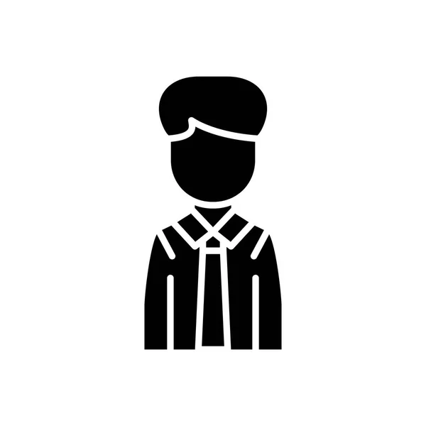 Office medewerker zwart pictogram concept. Office medewerker platte vector symbool, teken, illustratie. — Stockvector