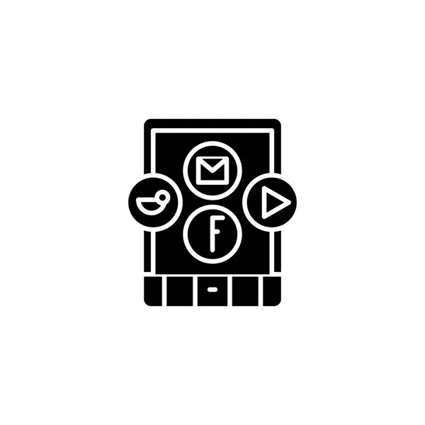 Online services zwart pictogram-concept. Onlineservices platte vector illustratie, symbool, teken. — Stockvector