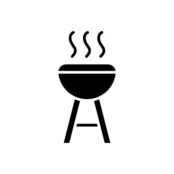 Ανοιχτή πυρκαγιά μαγειρικό μαύρο εικονίδιο έννοια. Ανοιχτή πυρκαγιά μαγειρικό επίπεδη διάνυσμα σύμβολο, σημάδι, απεικόνιση. — Διανυσματικό Αρχείο