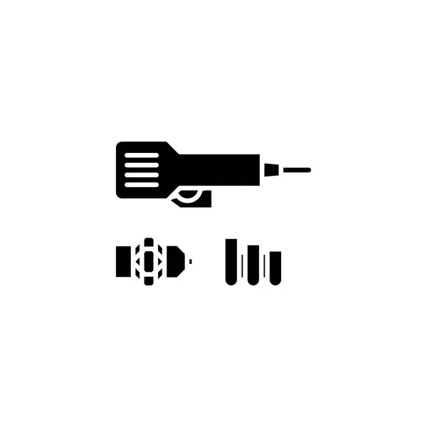 Concept d'icône noire Perforator. Perforateur vecteur plat symbole, signe, illustration . — Image vectorielle