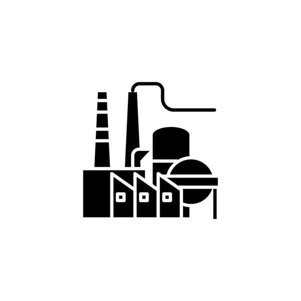 Petroleum refinery svart ikon konceptet. Petroleum refinery platt vektor symbol, underteckna, illustration. — Stock vektor