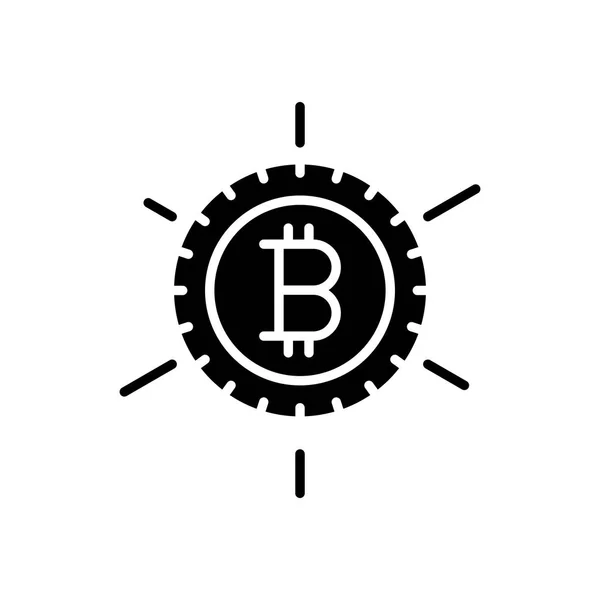 Popularité du concept d'icône noire Bitcoin. Popularité de Bitcoin plat vecteur symbole, signe, illustration . — Image vectorielle