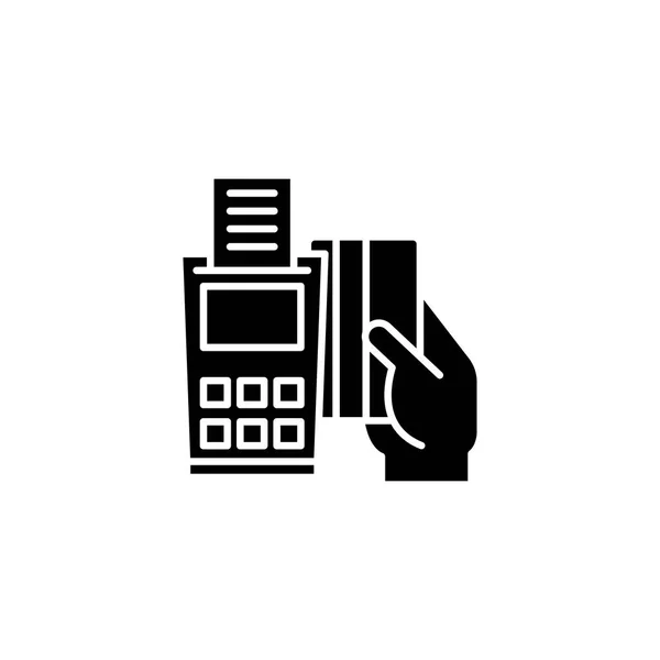 Conceito de ícone preto Pos-terminal. Símbolo de vetor plano Pos-terminal, sinal, ilustração . — Vetor de Stock