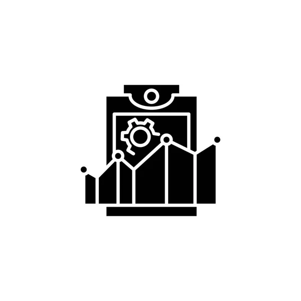 Productiviteit tarieven zwart pictogram concept. Productiviteit tarieven platte vector illustratie, symbool, teken. — Stockvector