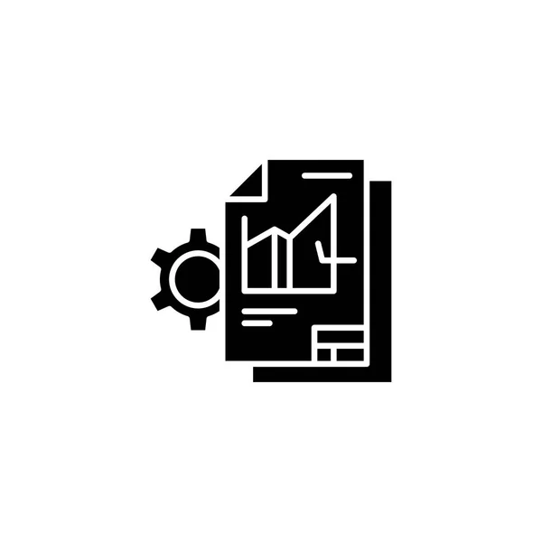 Projektet affärsidé dokumentation svart ikon. Projektet business dokumentation platt vektor symbol, underteckna, illustration. — Stock vektor