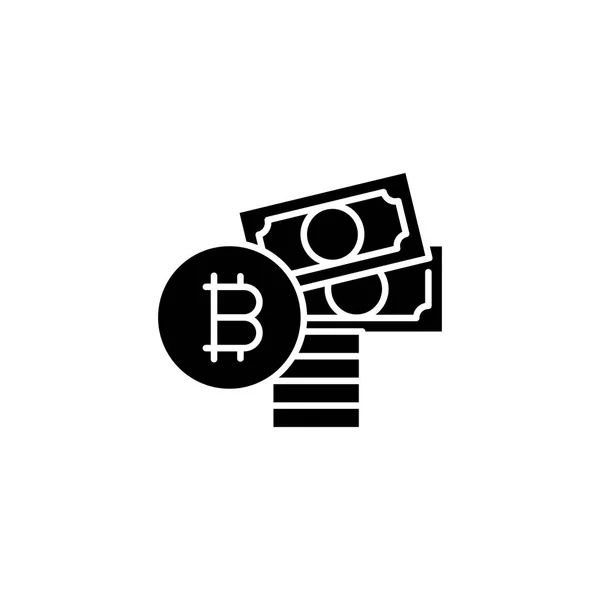 Achat de Bitcoin icône noire concept. Achat de Bitcoin plat vecteur symbole, signe, illustration . — Image vectorielle