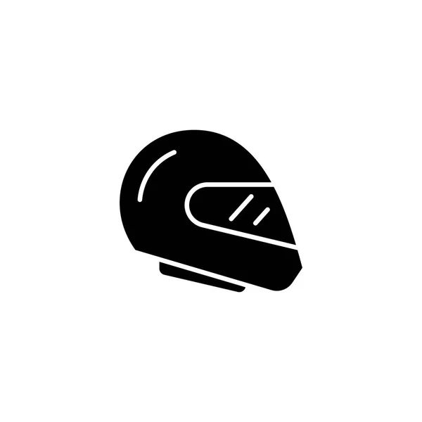 Corrida capacete preto ícone conceito. Capacete de corrida símbolo vetorial plana, sinal, ilustração . — Vetor de Stock