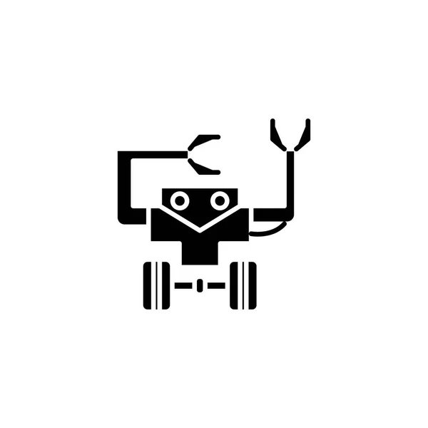 Robotik schwarzes Icon-Konzept. Robotertechnik flaches Vektorsymbol, Zeichen, Illustration. — Stockvektor