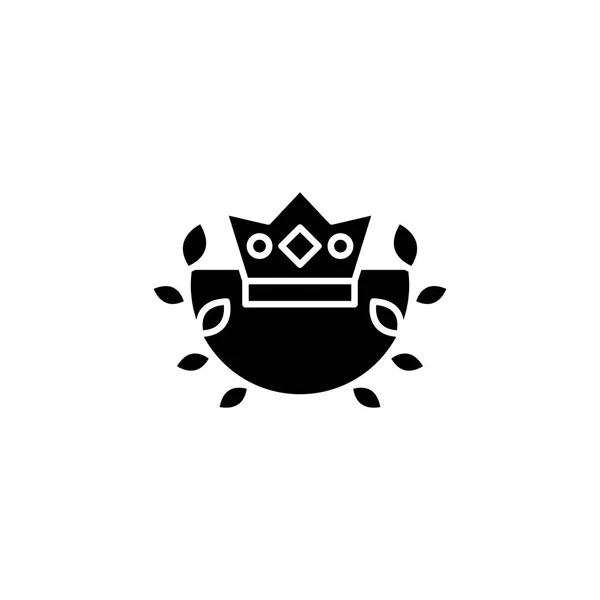 皇家皇冠会徽黑色图标概念。皇家皇冠标志平面矢量符号, 符号, 插图. — 图库矢量图片