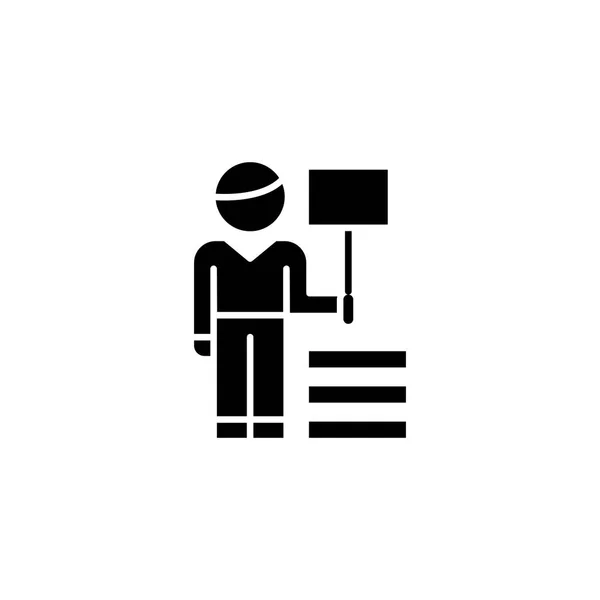 Vendeur icône noire concept. Vendeur symbole vectoriel plat, signe, illustration . — Image vectorielle