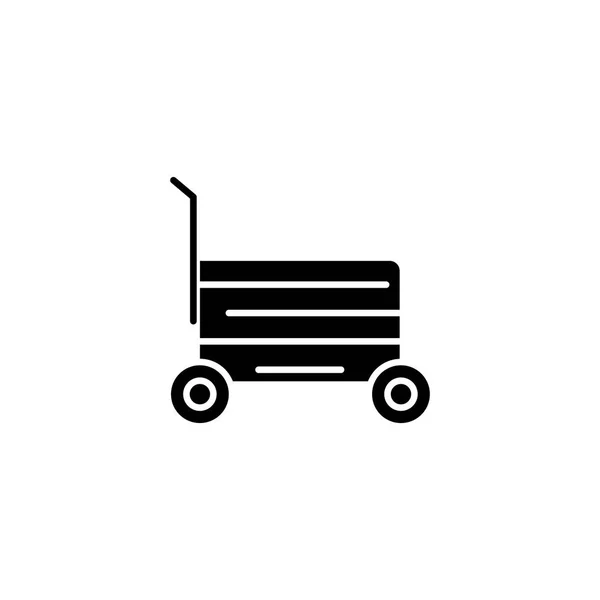 Shopping cart zwart pictogram concept. Shopping cart platte vector symbool, teken, illustratie. — Stockvector