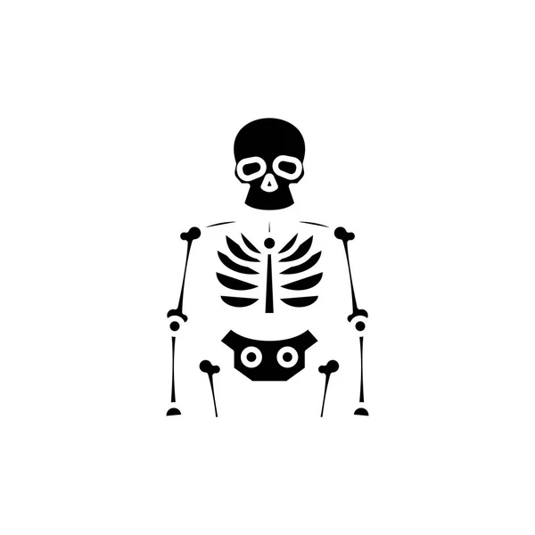 骷髅黑色图标概念。骨架平面向量符号, 符号, 插图. — 图库矢量图片