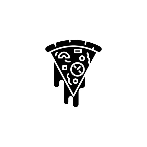 Кусок черной иконы пиццы. Кусок пиццы плоский векторный символ, знак, иллюстрация . — стоковый вектор