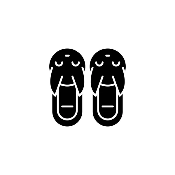Papucs fekete ikon koncepció. Papucs flat vektor, szimbólum, jel, ábra. — Stock Vector