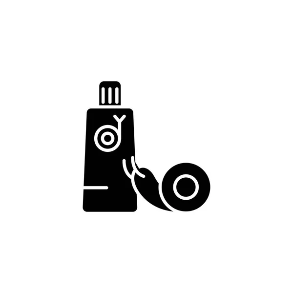 Escargot crème concept icône noire. Crème d'escargot vecteur plat symbole, signe, illustration . — Image vectorielle