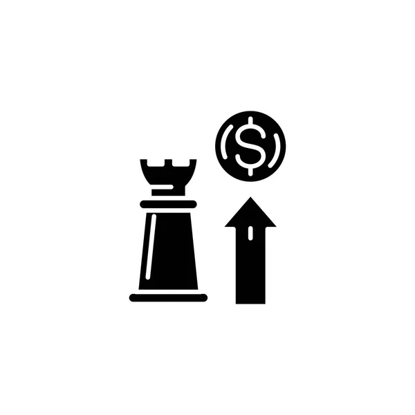 Strategia wzrostu czarny ikona koncepcja. Strategia wzrostu płaskie wektor symbol, znak, ilustracja. — Wektor stockowy
