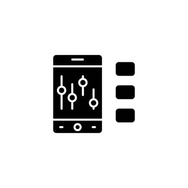Analiz siyah simge kavramı ticaret. Ticaret Analizi düz vektör simgesi, işaret, illüstrasyon.