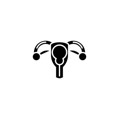 Rahim yumurtalık siyah simge kavramı. Rahim yumurtalık düz sembolü, işaret, illüstrasyon vektör.