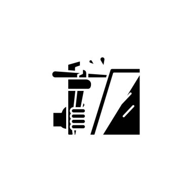 Siyah simge kavramı kaynak. Kaynak düz vektör simgesi, illüstrasyon işareti.