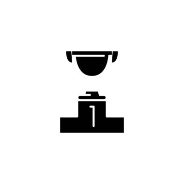 Kazanan siyah simge kavramı. Kazanan düz vektör simgesi, işaret, resim.