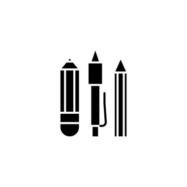 İleti örneği, kalem, kurşun kalem siyah simge kavramı. İleti örneği, kalem, kalem düz vektör simgesi, işaret, resim.