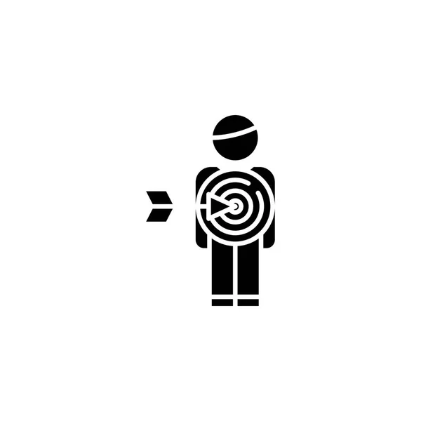 Målet publiken svart ikon konceptet. Målet publiken platt vektor symbol, underteckna, illustration. — Stock vektor