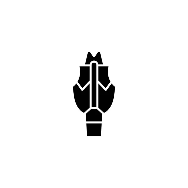 Thyroïde glande concept icône noire. Glande thyroïde symbole vecteur plat, signe, illustration . — Image vectorielle